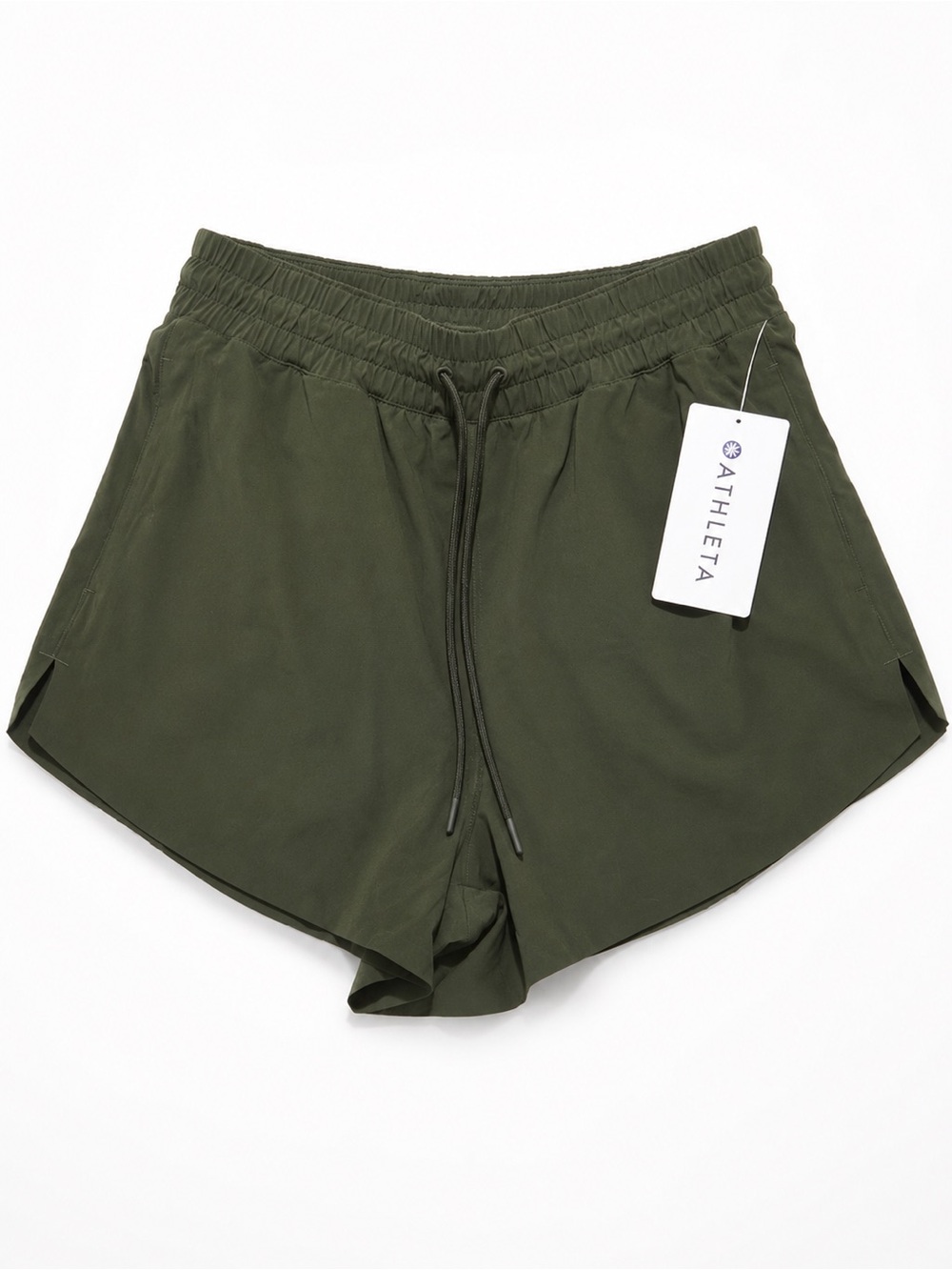 Athleta Olive Green Athletic Shorts with Drawstring Waist